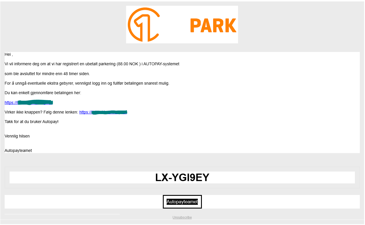 Illustrasjon av Onepark phishing svindel