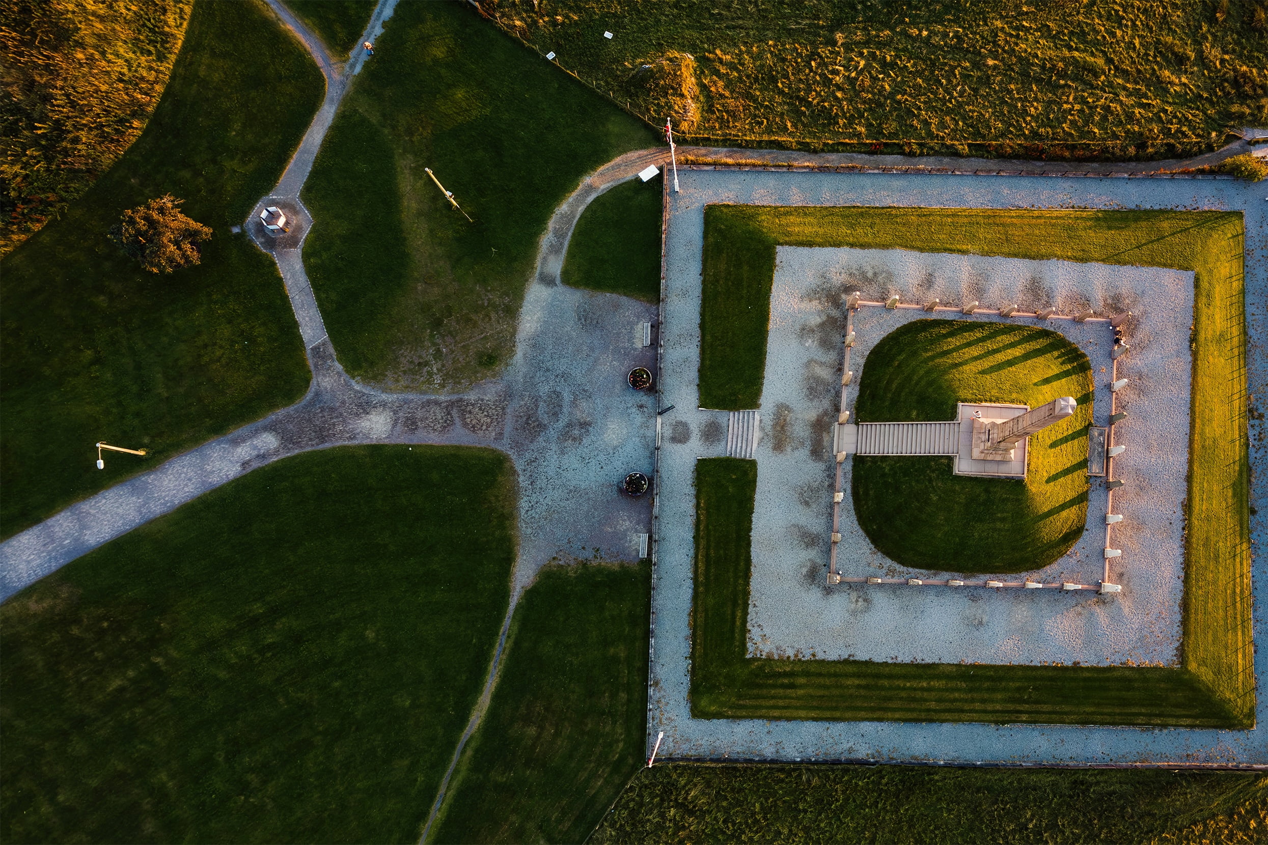 Dronebilde av Haraldshaugen i Haugesund
