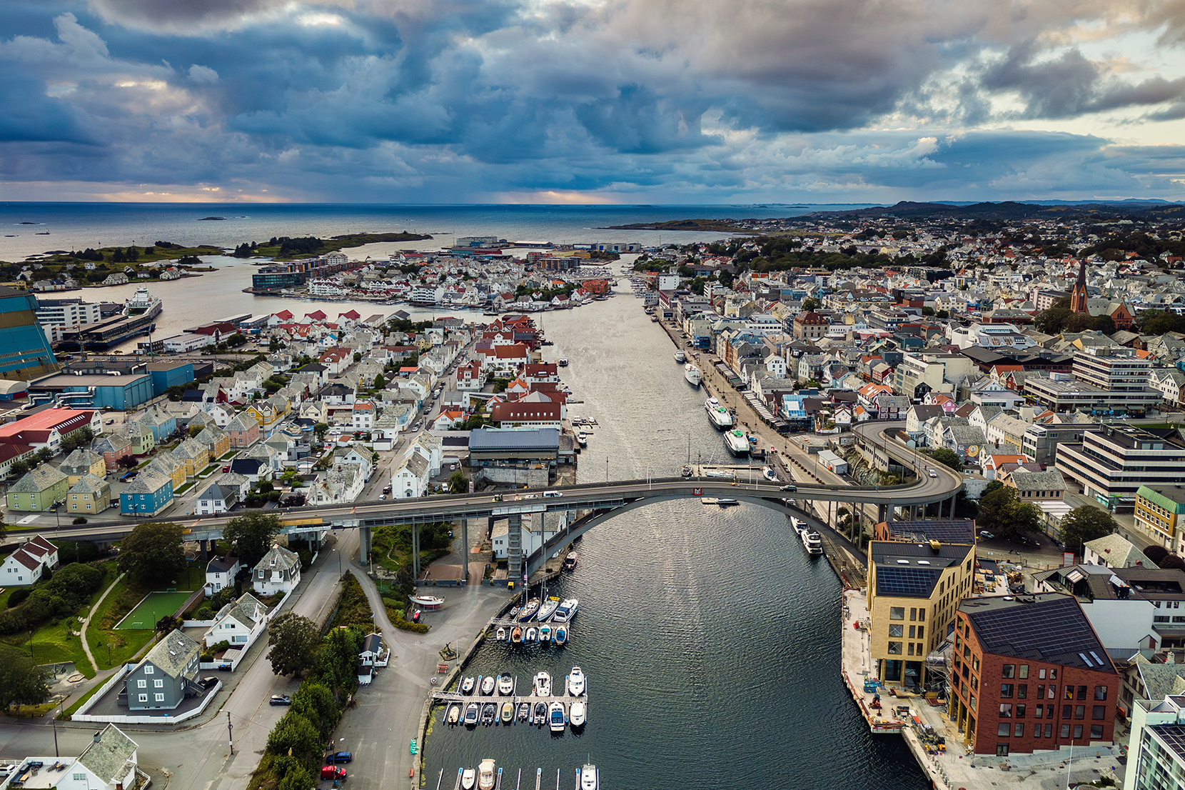 Dronebilde fra Smedasundet i Haugesund