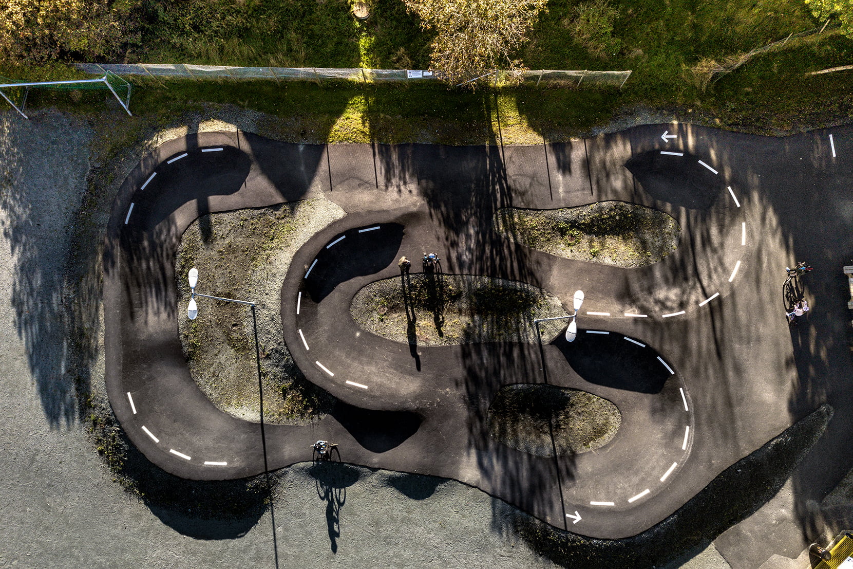 Dronebilde av pumptrackbanen på Sevland